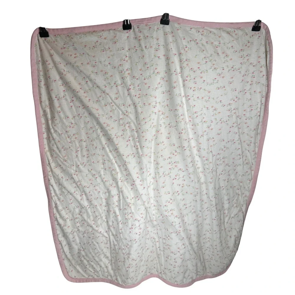 Baby Blanket‎ Pink & Yellow Plaid, Mini Floral Print Butterflies 28x32